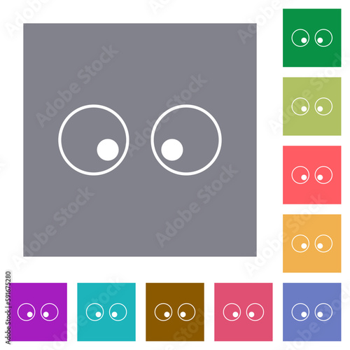 Watching eyes outline square flat icons