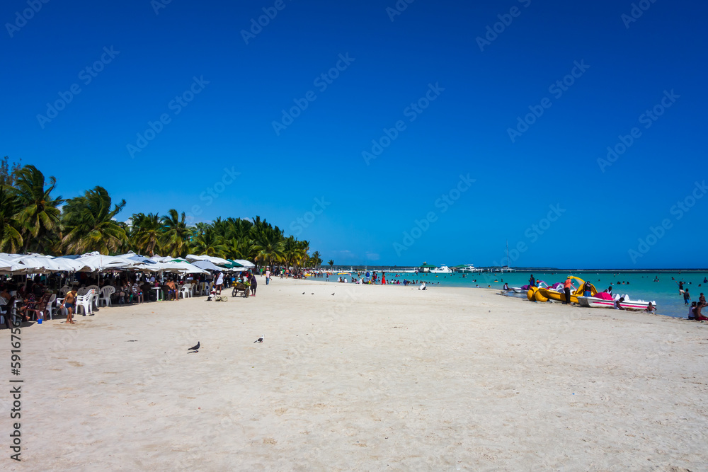 Santo Domingo, Dominican Republic, 03.25.2023: view of Boca Chica beach.