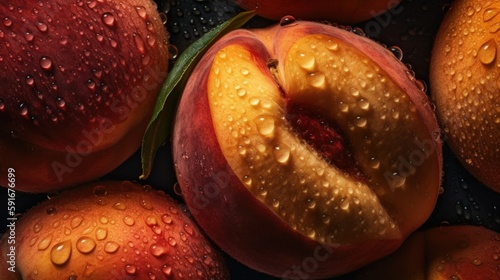 Peach Seamless Background with Shimmering Drops