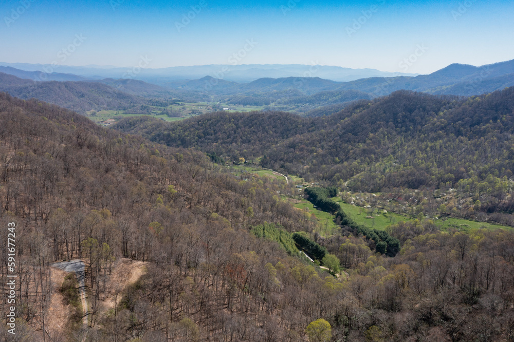 wooded land in mountains aerial wooded land in mountains aerial