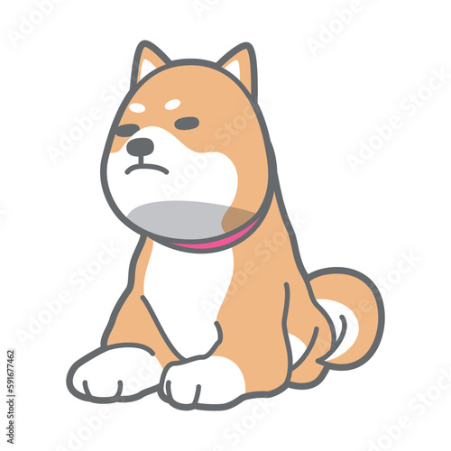 伏せをする柴犬のベクターイラスト