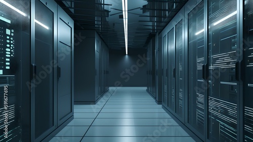 A High Tech Data Center Server Room: The Driving Force of the Digital World