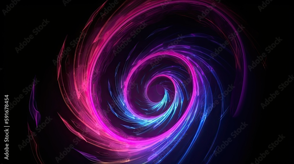 A purple and blue swirl on a black background created with Generative AI technology A purple and blue swirl on a black background created with Generative AI technology