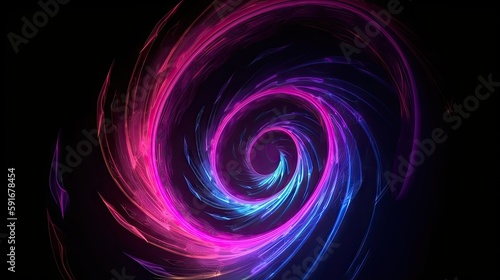 A purple and blue swirl on a black background created with Generative AI technology