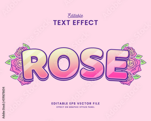 decorative editable rose text effect vector design