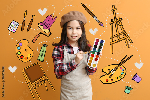Cute little artist on orang...