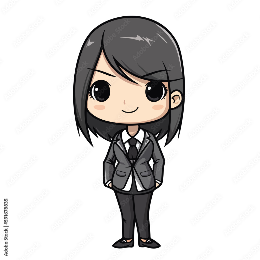 Mascot of cute cool secretary girl business formal suit. Cartoon flat character vector illustration Mascot of cute cool secretary girl business formal suit. Cartoon flat character vector illustration