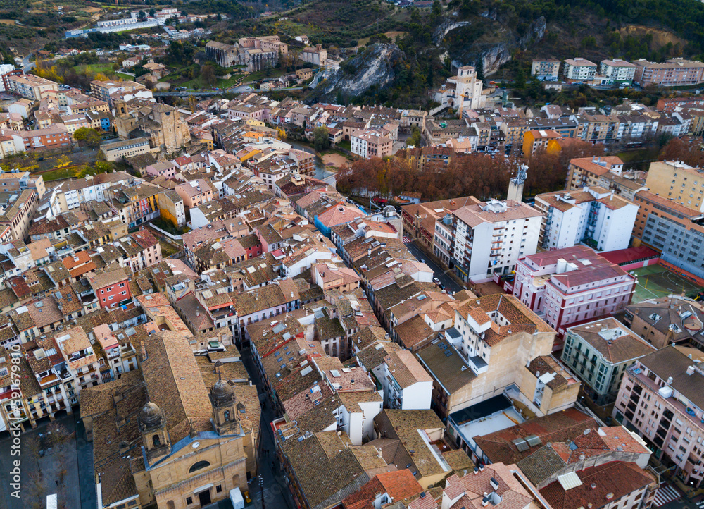 Aerial view of Estella-Lizarra – Spanish old town on Ega river