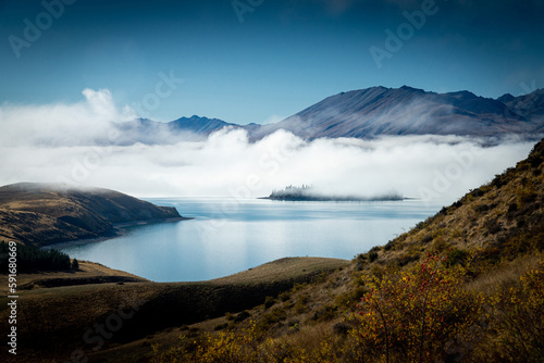 Fog avobe Lake Tekapo