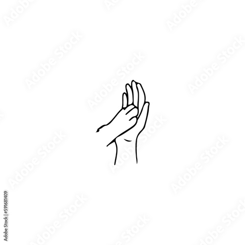 vector illustration of a cat's hand and hand