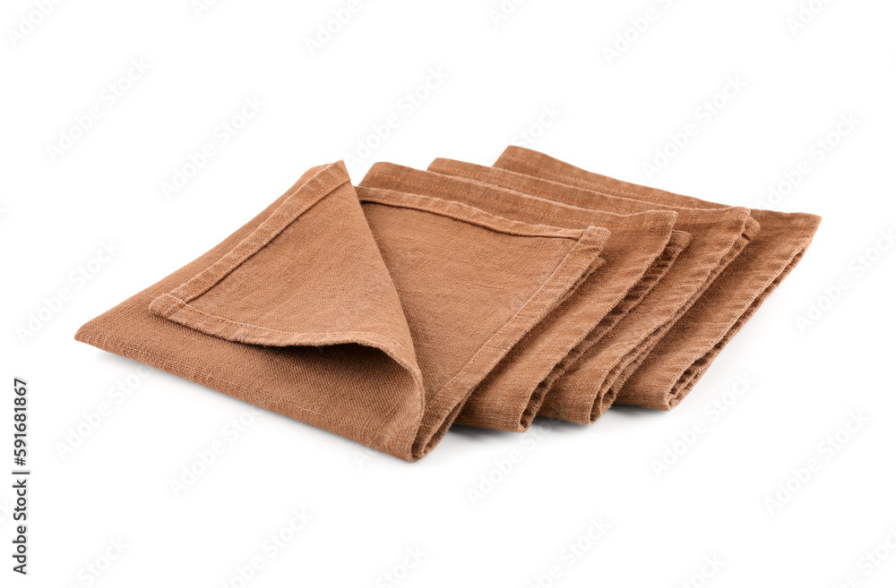 Set of folded napkins isolated on white background Set of folded napkins isolated on white background