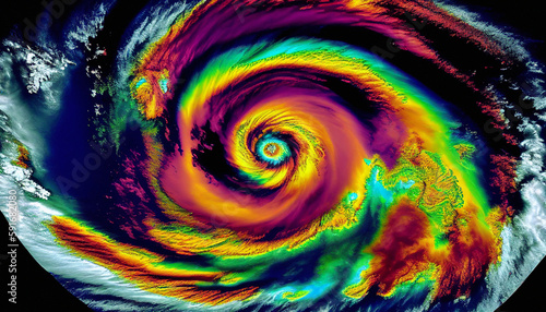 Radar Satellite View of Hurricane - Generative Ai