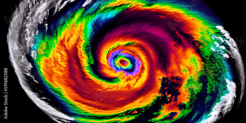 Radar Satellite View of Hurricane - Generative Ai