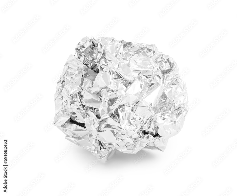 Crumpled ball of aluminium foil isolated on white background Crumpled ball of aluminium foil isolated on white background