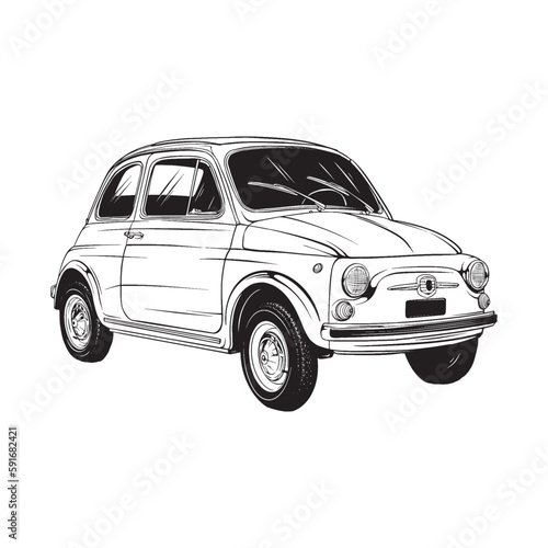 Classic Italian supermini car illustration vector line art photo