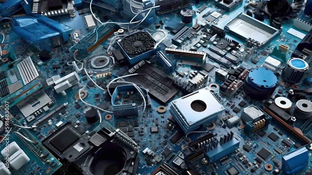 A Visual Assembly of Computer Parts and Circuit Boards A Visual Assembly of Computer Parts and Circuit Boards