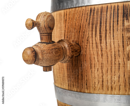 Oak barrel with metal hoops...