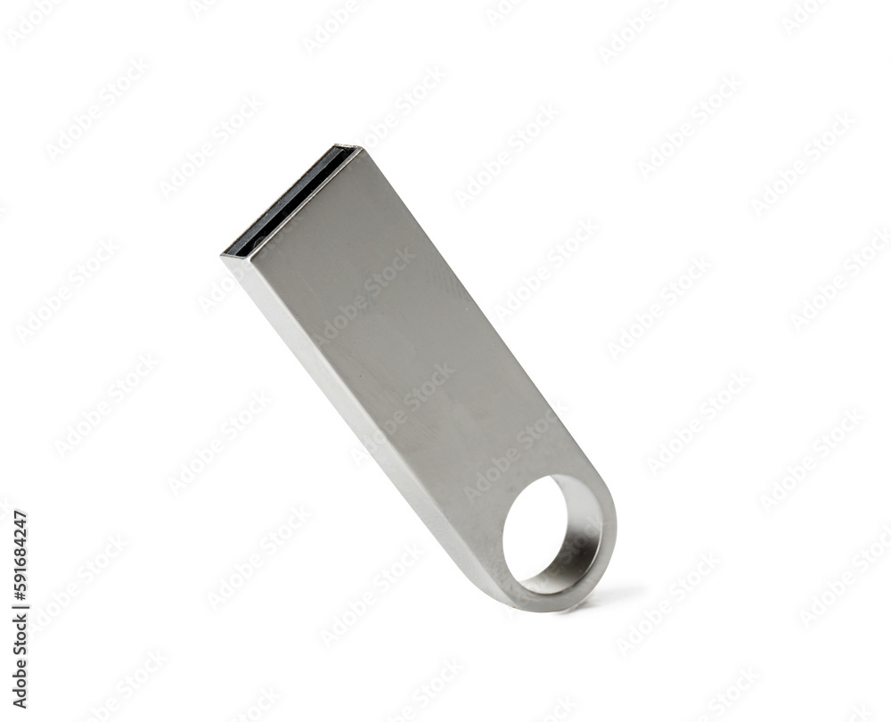 Metallic USB flash drive isolated on white background Metallic USB flash drive isolated on white background