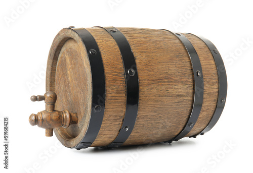 Oak barrel with metal hoops...