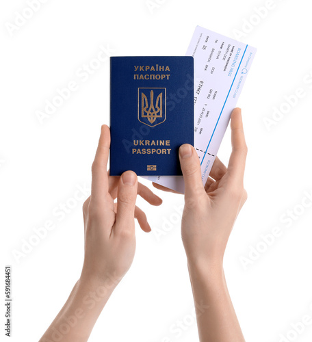 Ukrainian passport and boar...