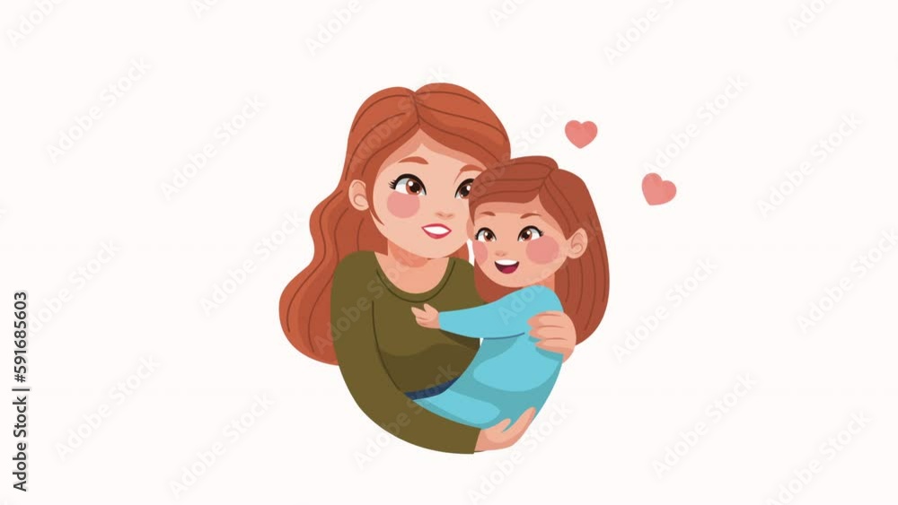 young mother with daughter characters animation young mother with daughter characters animation
