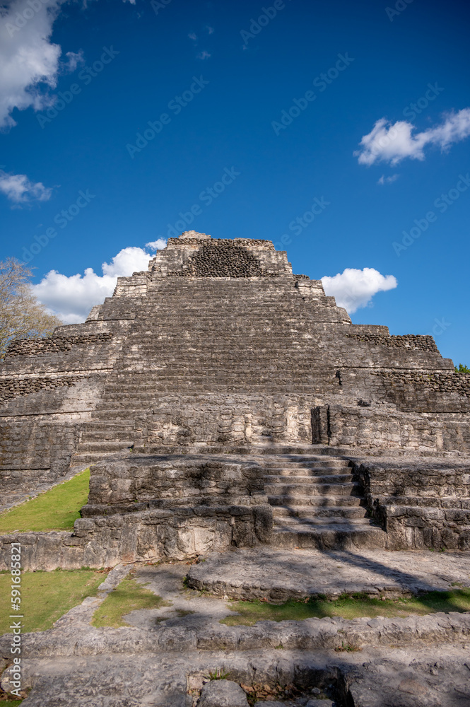 Ancient mayan ruins of Chacchoben in the jungle near the cruise terminal at Costa Maya.