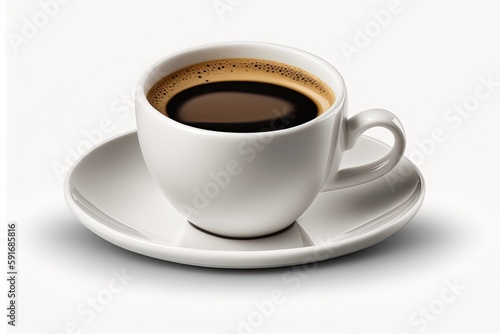 freshly brewed cup of coffee resting on a delicate saucer. Generative AI