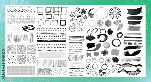 Set of hand drawn graphic elements