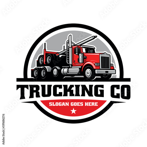 logging truck illustration logo vector