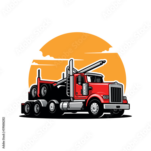logging truck illustration vector