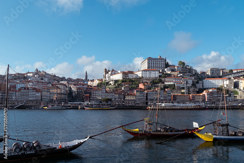 Oporto, Portugal. April 12 , 2022: dos cobertos da Ribeira wall or dos guindais street - Ribeira neighborhood