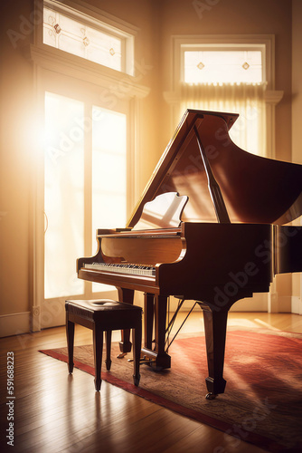beauty and artistry of a grand piano in a still life photography, ai