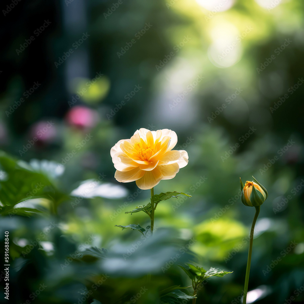 Fototapeta premium yellow flower in the garden, ai