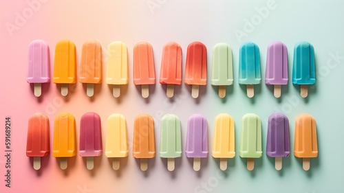 A Tasty Array of Multicolor Popsicles on a Pastel Backdrop © ZDC