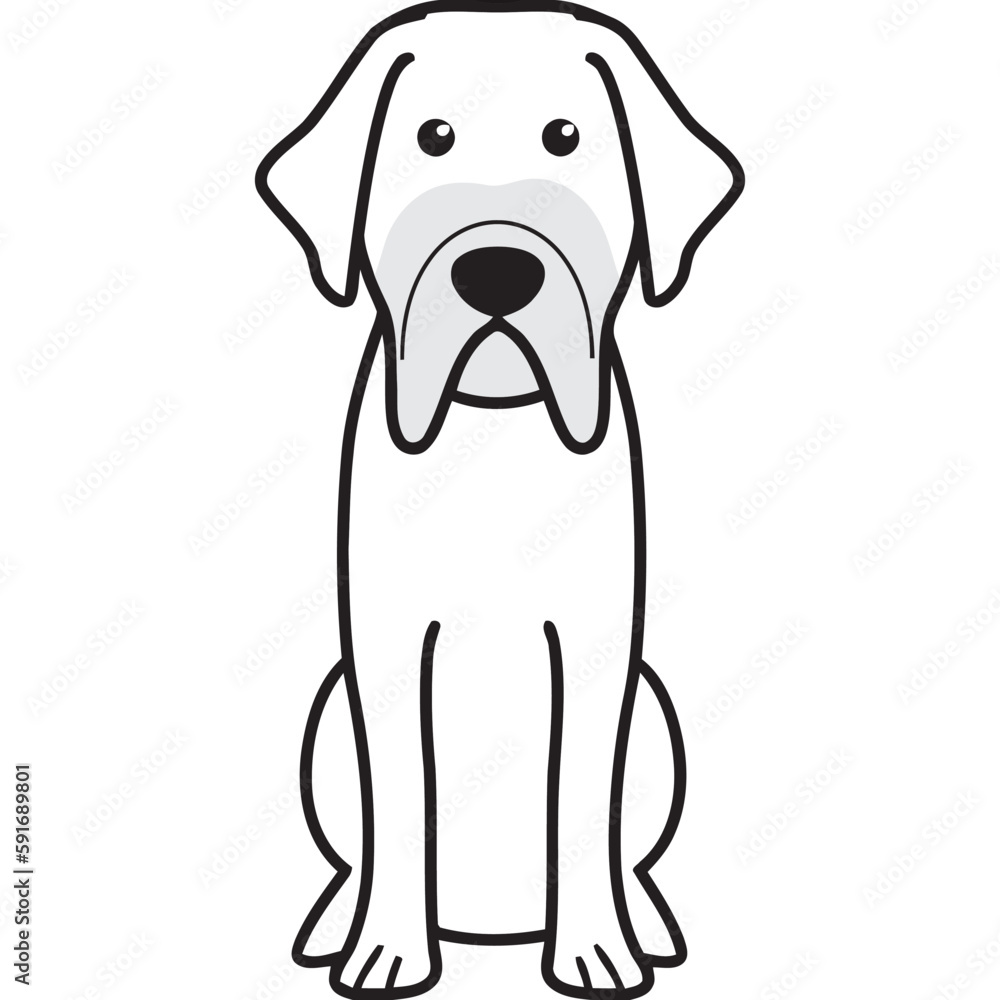 Fototapeta premium Fila Brasileiro Dog Breed Cartoon Kawaii Sketch Hand Drawn Watercolor Painting Silhouette Sticker Illustration Sublimation EPS Vector Graphic