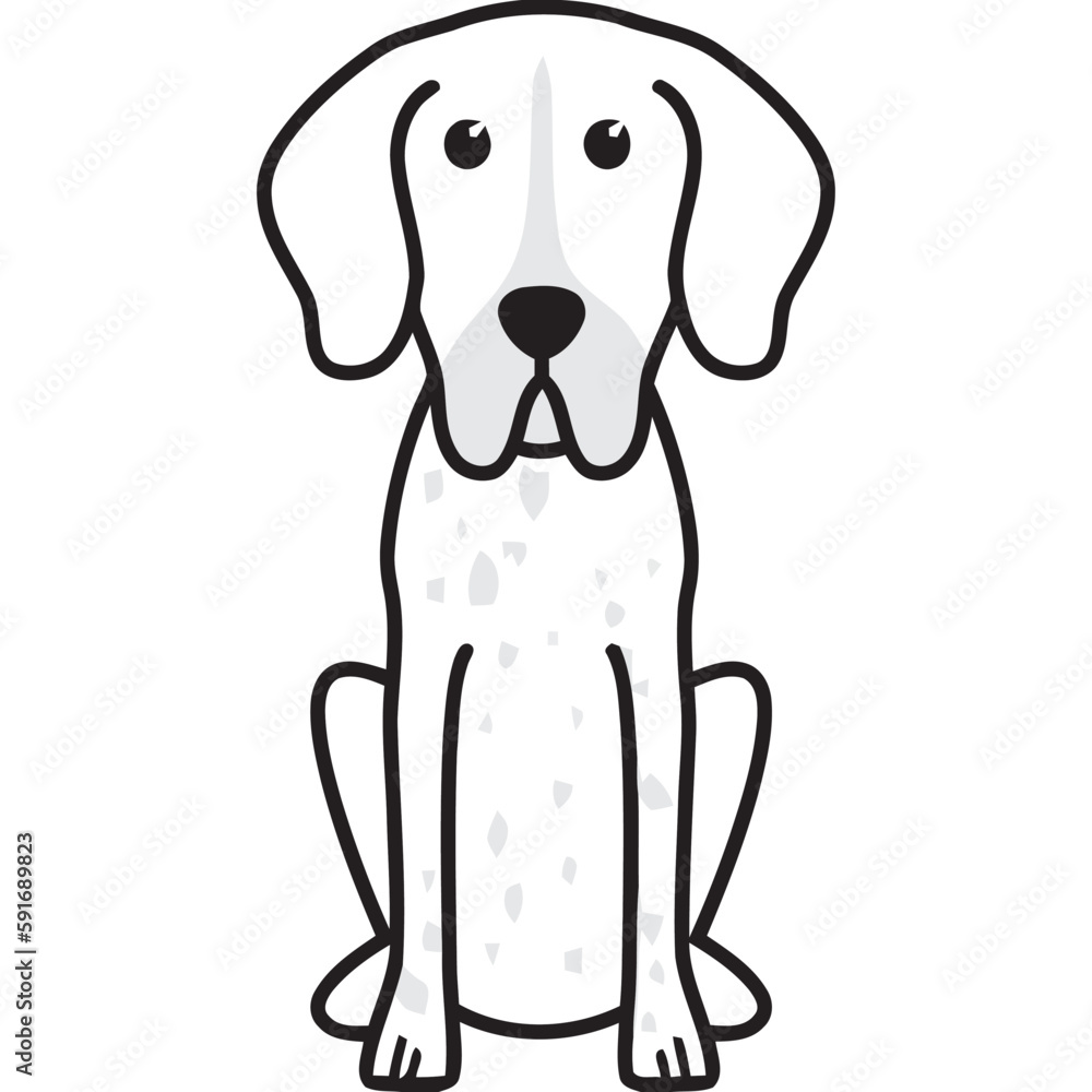 French Gascony Pointer Dog Breed Cartoon Kawaii Sketch Hand Drawn