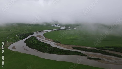 Rivers in Zoige Grassland(ruoergai), aerial photography, Sichuan, China photo