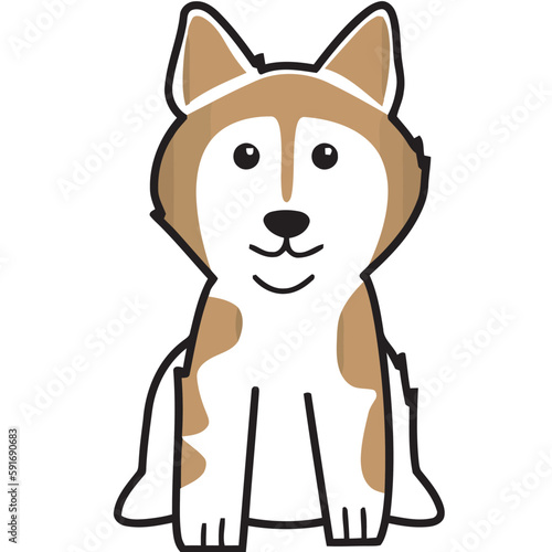 Alaskan Malamute Dog Breed Cartoon Kawaii Sketch Hand Drawn Watercolor Painting Silhouette Sticker Illustration Sublimation EPS Vector Graphic