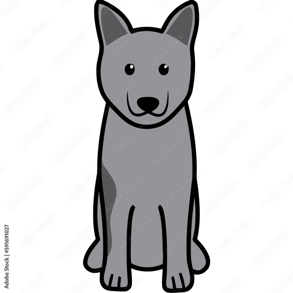 Norwegian Elkhound Dog Breed Cartoon Kawaii Sketch Hand Drawn Watercolor Painting Silhouette Sticker Illustration Sublimation EPS Vector Graphic