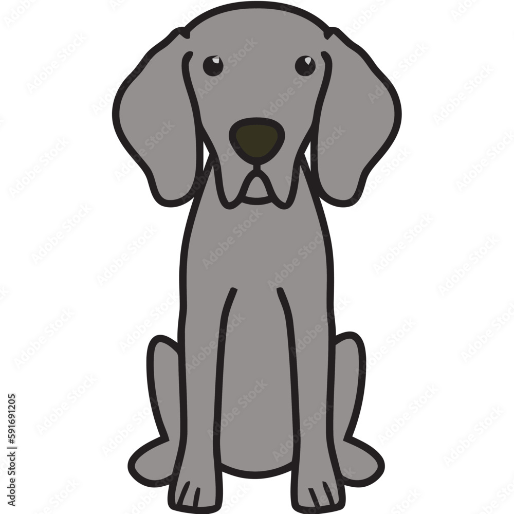 Weimaraner Dog Breed Cartoon Kawaii Sketch Hand Drawn Watercolor Painting Silhouette Sticker Illustration Sublimation EPS Vector Graphic