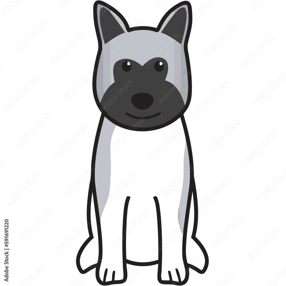Akita Dog Breed Cartoon Kawaii Sketch Hand Drawn Watercolor Painting Silhouette Sticker Illustration Sublimation EPS Vector Graphic