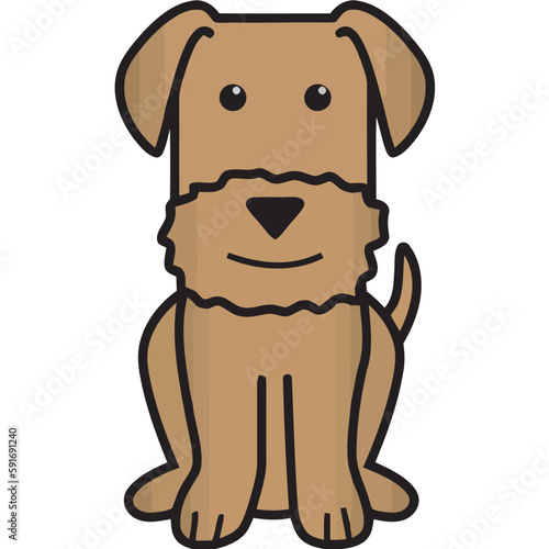 Airedale Terrier Dog Breed Cartoon Kawaii Sketch Hand Drawn Watercolor Painting Silhouette Sticker Illustration Sublimation EPS Vector Graphic
