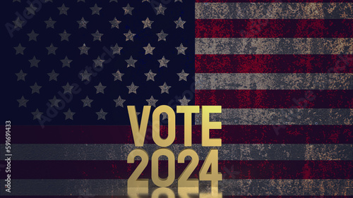 Text vote 2024 on united stage of America  flag  3d rendering