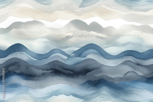 watercolor pattern in combination of light greyish orange and dark desaturated greyish blue colors. AI generated