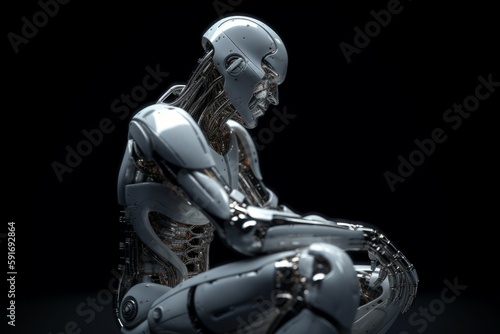 The state-of-the-art white robot is computing the optimal strategy. AI generated, human enhanced