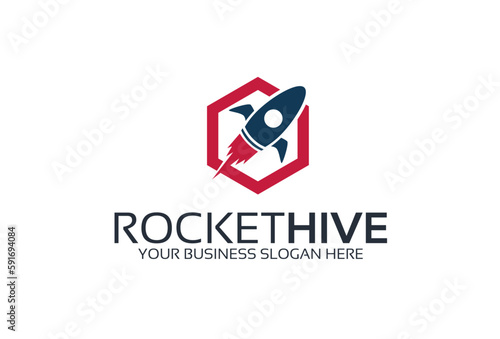 rocket hive startup tech creative logo