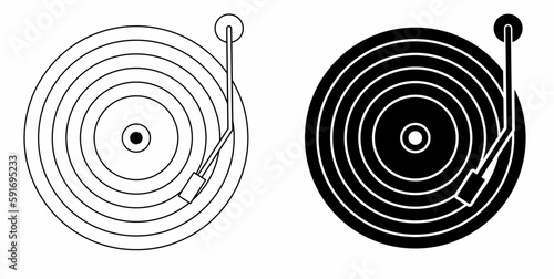 vinyl records icon set isolated on white background