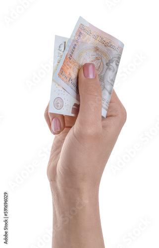 Wallpaper Mural Woman with pound sterling banknote on white background Torontodigital.ca