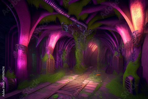 mixpnk style, underground monster. creating tunnels and caves, complex, highly detailed, volumetric 3D, ultrarealistic, octane rendered, matte, prismatic light, elegant,moss, grass - generative ai
 photo