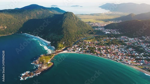 Aerial view of the town of Armacao and its beaches. Florianopolis, Santa Catarina photo